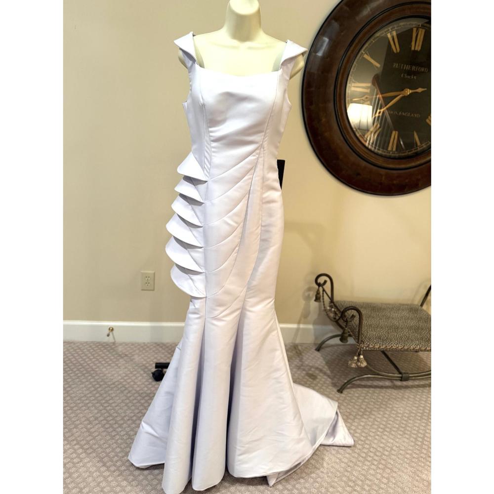 NEW JOHN PAUL ATAKER ruffled mermaid gown in lilac